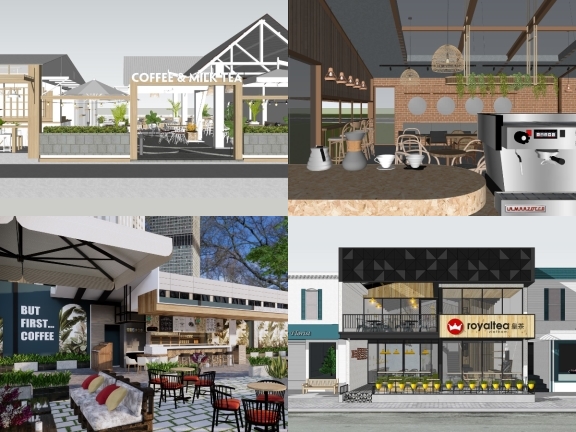 Tổng hợp 8 mẫu Sketchup phối cảnh cho cửa hàng, quán cafe rất đầy đủ và chi tiết