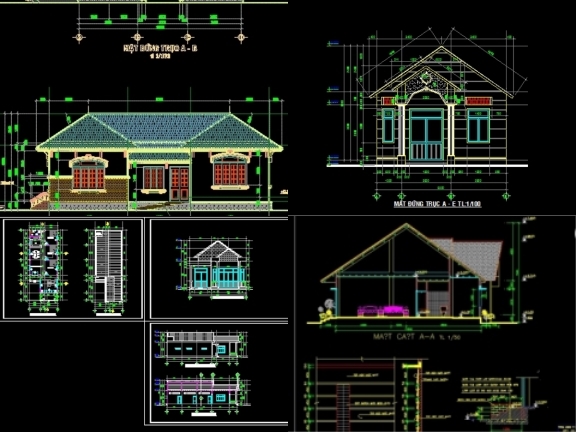 Trọn Bộ 13 Bản Vẽ Full Hạng Mục Kiến Trúc Biệt Thự 1 Tầng Siêu Giảm Giá