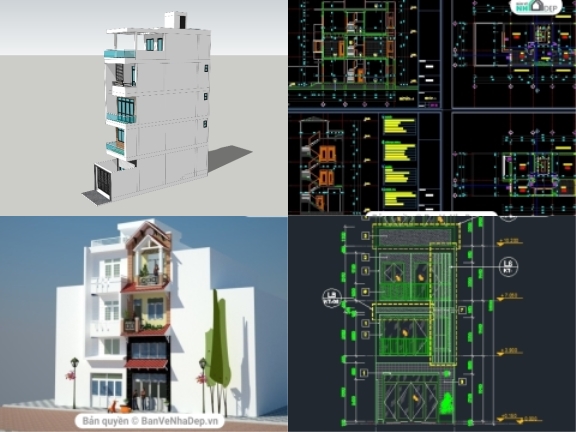 Trọn bộ 9 hồ sơ thi công nhà phố 4 tầng cực chất đầy đủ