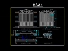 Autocad 10 thiết kế cửa sắt đầy đủ