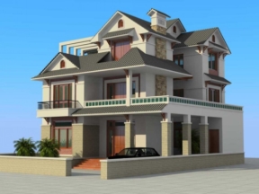 Autocad kiến trúc mẫu biệt thự 3 tầng diện tích 13.5x13.5m