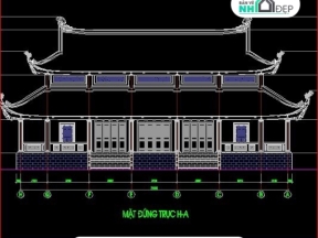 Autocad thiết kế kiến trúc chùa Trung Kính
