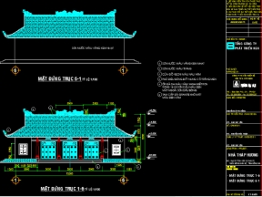 Autocad thiết kế Nhà thắp hương kích thước 8x15m tại khu di tích (Hạng mục: kiến trúc kết cấu, điện)