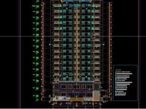 Autocad tòa nhà chung cư 17 tầng 1 hầm 22.3x28m