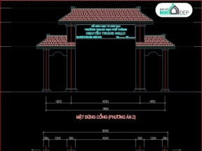 Autucad thiết kế cổng trường THPT Nguyễn Trung Ngạn đẹp