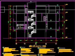 Bản vẽ autocad kiến trúc thiết kế nhà phố 3 tầng 1 tum 4x17m