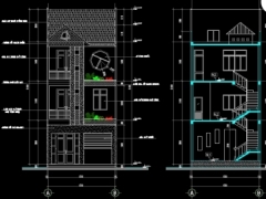 Bản vẽ autocad kiến trúc thiết kế nhà phố 3 tầng kích thước 5.8x16.5m