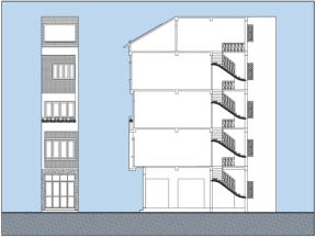 Bản vẽ autocad Nhà phố 5 tầng hiện đại 3.2x11.5m
