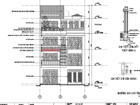 Bản vẽ autocad Nhà phố kết hợp kinh doanh 3.5 tầng 9x13m