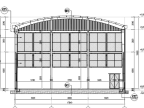 Bản vẽ autocad Nhà thi đấu Tennis kết cấu thép tiền chế mái vòm 17.8x72.2m