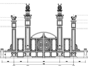 Bản vẽ autocad thiết kế cổng đền Nghi Môn đẹp