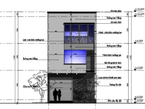 Bản vẽ autocad thiết kế nhà phố đep theo phong cách kiến trúc hiện đại 3 tầng 6mx12m