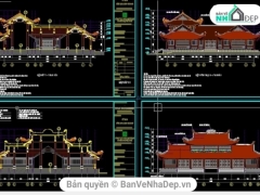 Bản vẽ autocad thiết kế thi công chùa Quang Minh