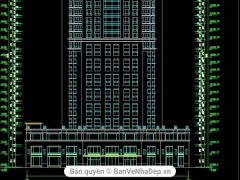 Bản vẽ autocad thiết kế tòa nhà cao tầng gồm file cad mặt bằng và phần cao