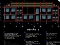 Bản vẽ autocad thiết kế trường mầm non 2 tầng kích thước 11.7x27.9m