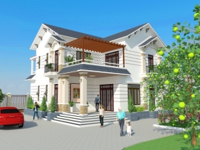 Bản vẽ Biệt thự 2 tầng 15,4x11,7m (hồ sơ thi công kiến trúc, kết cấu)
