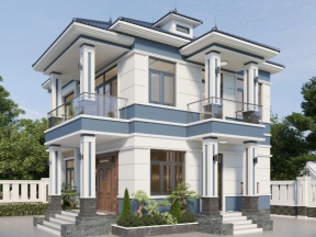 Bản vẽ Biệt thự 2 tầng 9.5x9.5m file cad và sketchup