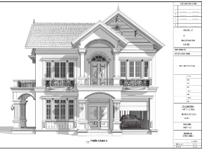 Bản vẽ Biệt thự hai tầng đầy đủ các mục kiến trúc, kết cấu, điện nước, 3d và dự toán