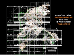 Bản vẽ cad bản đồ địa chính phường quảng an, quận tây hồ, tỷ lệ 1:200 - hệ tọa độ vn2000