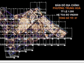 Bản vẽ cad bản đồ địa chính phường trung hoà, cầu giấy, tỷ lệ 1:500 - hệ tọa độ vn2000