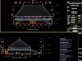  bản vẽ cad bản vẽ mẫu nhà văn hóa xã phong cách nhà rông