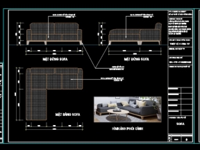 Bản vẽ CAD bổ chi tiết nội thất các loại sofa