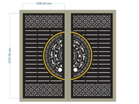 Bản vẽ cad cổng 2 cánh trống đồng cnc