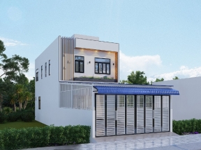 Bản vẽ CAD full kiến trúc kết cấu nhà phố 2 tầng 7.5x15m (tầng 1 kinh doanh)