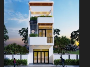 Bản vẽ cad kiến trúc kết cấu mẫu nhà phố 2 tầng 1 tum kiểu hiện đại 5x15m