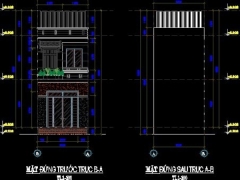 Bản vẽ CAD kiến trúc nhà 2 tầng kích thước xây dựng 3.8x17m