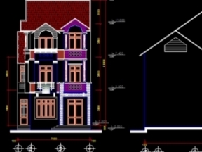 Bản vẽ cad kiến trúc nhà ở 3 tầng 9.5x9.5m