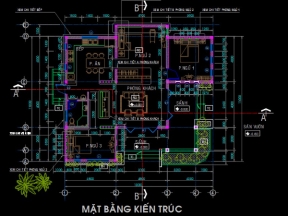 Bản vẽ CAD kiến trúc nhà vườn 1 tầng 11x13m