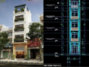Bản vẽ cad nhà ở 4 tầng 3x15m