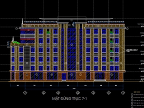 Bản vẽ CAD nhà ở cán bộ Vietinbank 5 tầng nổi 1 hầm