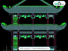 Bản vẽ cad thiết kế nhà mái cong Trung Quốc miễn phí