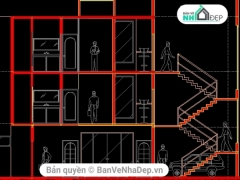 Bản vẽ cad thiết kế nhà phố 3 tầng miễn phí tại banvenhadep.vn