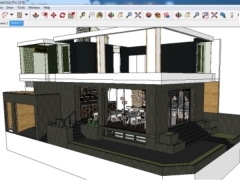 Bản vẽ cad thiết kế quán cafe kích thước 7x13.5m đầy đủ kiến trúc, điện nước và nội thất