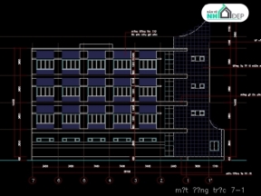 Bản vẽ chi tiết xây dựng đầy đủ các hạng mục cho khách sạn 4 tầng kích thước 9.3x20.4m