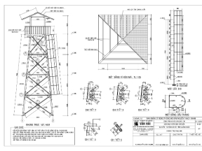 Bản vẽ chòi canh kích thước 1.5x1.5m chiều cao 8m