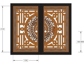 Bản vẽ cổng 2 cánh trống đồng dxf