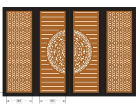 Bản vẽ cổng 4 cánh trống đồng dxf