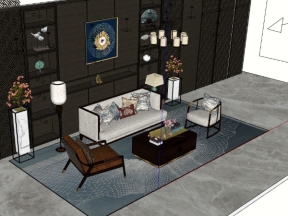Bản vẽ dựng model .skp nội thất phòng khách đẹp 3d