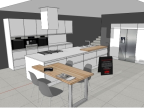 Bản vẽ dựng model sketchup nội thất phòng bếp