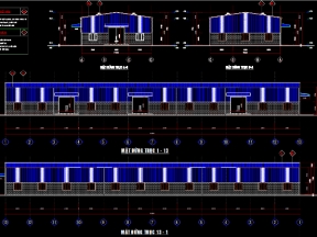 Bản vẽ file autocad thi công nhà kho xưởng xây dựng Kích thước 17x72m