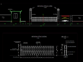 Bản vẽ hàng rào gạch xây quanh nhà máy