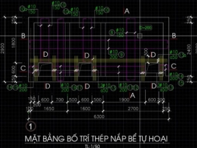 Bản vẽ kết cấu bể tự hoại 3 ngăn cho tòa nhà chung cư dunt tích lớn