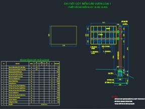 Bản vẽ kết cấu cột tay vươn biển báo đường cao tốc, đầy đủ khối lượng