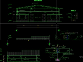 Bản vẽ kết cấu  nhà kho nhịp 21m có cầu trục hồ sơ
