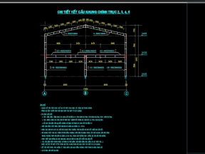 Bản vẽ kết cấu xưởng khung thép tiền chế 2 tầng mẫu sàn deck 13.5x25m