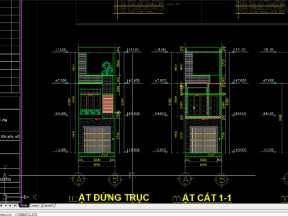 Bản vẽ kiến trúc + điện nước sữa chữa nhà phố 4x18m